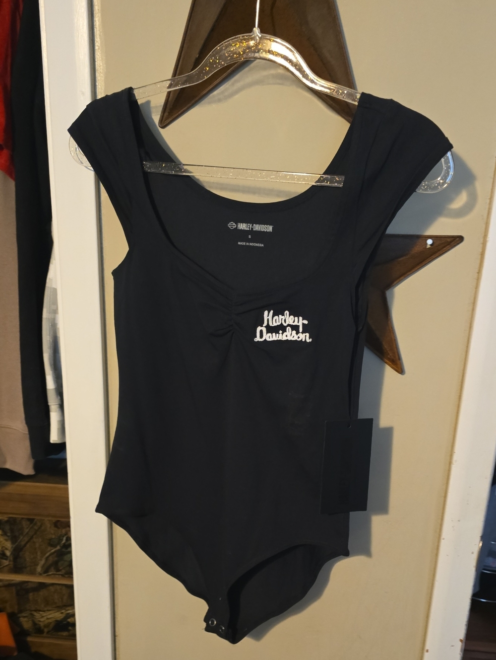 Harley-Davidson Black Sleeveless One-Piece Bodysuit Brand New Small Firm Price